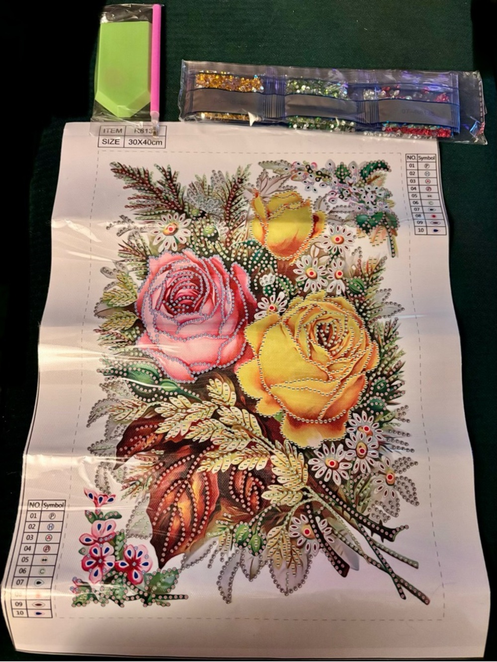 New Rose Bouquet DIY Diamond Art Craft Kit, 12x16”